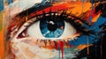 Colorful Eye Painting In The Style Of Martin Whatson