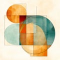 Abstract Geometric Design With Orange Circles And Blue