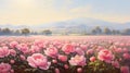 Provence Morning: A Delicate Shading Of Peonies In A Field
