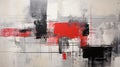 Red And Black Abstract Painting With Gray Squares Of Art Royalty Free Stock Photo