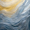 Blue And Yellow Abstract Waves: A Sculptural Paper Construction With Liquid Metal Style