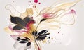 Painting of a flower with a lot of colors on it\'s petals and leaves, abstract brush strokes wallpaper