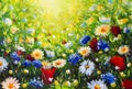 painting flower modern colorful wild flowers