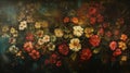 Painting of flowers on dark backdrop