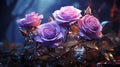 A painting of flowers with a purple flower on the left Royalty Free Stock Photo