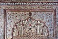 Painting of Four woman painted on the wall of Raja Mahal Palace of Orchha