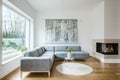 Painting in grey apartment interior Royalty Free Stock Photo