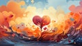 A painting of a heart in a meddle of colourful background Royalty Free Stock Photo