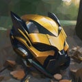 A painting of a helmet with the word optimus on it.