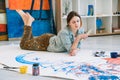 painting hobby home art relaxed female artist