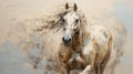 Minimalistic Impasto Horse Painting On Soft Beige Background