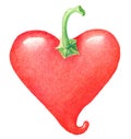 Painting of hot heart shaped pepper