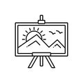 Black line icon for Painting, museum and canvas