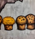 Painting illustration of chocolate muffins on cave wall background Royalty Free Stock Photo