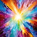 painting image of the majestic,ornate,acrylic,exploding prisms of vibrant dynamic colors of springtime.