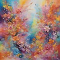 painting image of the majestic,ornate,acrylic,exploding prisms of vibrant dynamic colors of springtime.