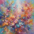 painting image of the majestic,ornate,acrylic,exploding prisms of vibrant dynamic colors of springtime.