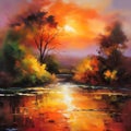 painting images of beautiful impressionist landscape.