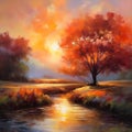 painting images of beautiful impressionist landscape.