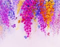 Painting imagination colorful of beauty orchid flowers with butterfly. Royalty Free Stock Photo