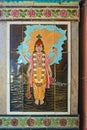 Painting on Japaneis Tiles ; lord Vishnu at Ram Mandir built in 1950
