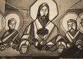 Jesus Christ and disciples at Last supper Royalty Free Stock Photo