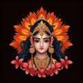 painting of Lakshmi goddess realistic black background generative AI