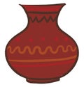 Painting of a large brown earthen jug vector or color illustration