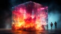 A painting of a large cube