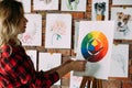 Paint lesson art class skill explain color wheel Royalty Free Stock Photo