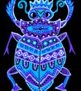 Painting, lilac beetle painted with ornaments