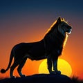 painting of lion standing on top of
