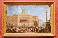 Painting The Lottery in Piazza Di Montecitorio, by Giovanni Paolo Panini, in National Gallery of London, United Kingdom