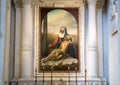 Painting of Madonna mourning crucified Jesus above one of the altars, Basilica di Santa Croce Royalty Free Stock Photo