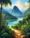 oil painting of beautiful nature Royalty Free Stock Photo