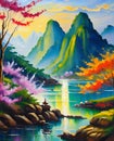 oil painting of beautiful nature Royalty Free Stock Photo