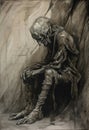 Painting man fear depressed nightmare crying mystery artistic hell fantasy pain