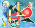 Painting in manner of Vasily Kandinsky In Blue Royalty Free Stock Photo