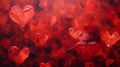 A painting of many red hearts on a red background Royalty Free Stock Photo