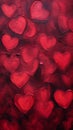 A painting of many red hearts on a red background Royalty Free Stock Photo