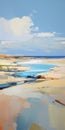 Vibrant Beach Painting With Water And Dunes