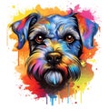 Painting of Miniature Schnauzer Dog head, Pet. Animals. Illustration, Generative AI Royalty Free Stock Photo