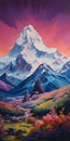 Himalayan Art: A Breathtaking Painting Of A Mountain And Beautiful Scene