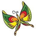 Painting of a multi-colored butterfly set on isolated white background vector or color illustration Royalty Free Stock Photo