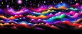 A painting of nightl sky with stars and colorful clouds on black, space galaxy background Royalty Free Stock Photo