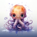 A painting of an octopus with big eyes. Generative AI image. Royalty Free Stock Photo