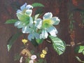 Painting oil color landscape original colorful of herald trumpet flower