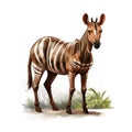 painting of a Okapi on a transparent background, isolated