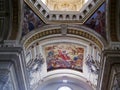 The painting of the old Catholic church in Cagliari. Royalty Free Stock Photo