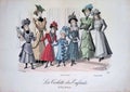 Painting of old fashion of french ladies with traditional dresses, historical fashion